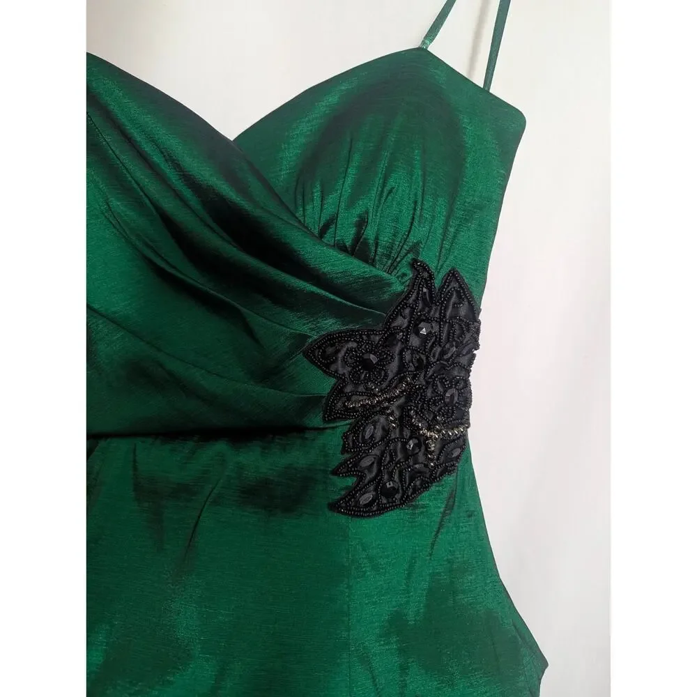 City Triangles Green Strapless Bubble Mini Dress Size 7 Beaded K1 Goth Glam